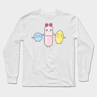 cute pills cartoon Long Sleeve T-Shirt